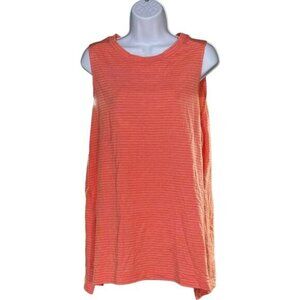 Athletic Works Sleeveless Orange Striped Tank Top XL Womens Lightweight Casual W